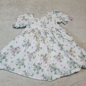 Janie and Jack White Floral Seersucker Spring Preppy Cottage Chic‎ Puffy Dress 6